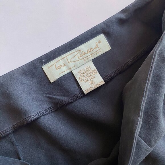 Tori Richard 100% Silk Ash Gray Wrap Skirt Women’s Mini A-Line Size 8 - Picture 2 of 7